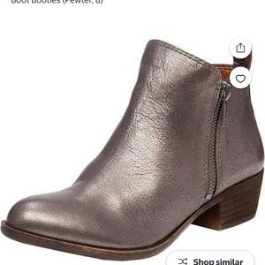 NWOT Lucky Leather Pewter Ankle Booties